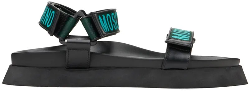 Черные сандалии с логотипом Moschino, цвет Black