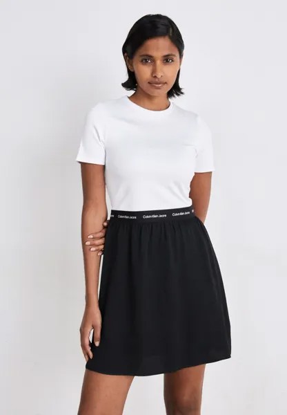 Дневное платье LOGO ELASTIC SHORT SLEEVE DRESS Calvin Klein Jeans, цвет bright white/black