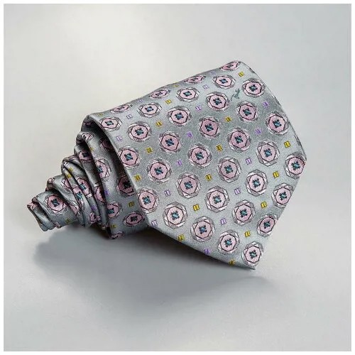 Галстук Emilio Pucci, натуральный шелк, для мужчин, серый, розовый