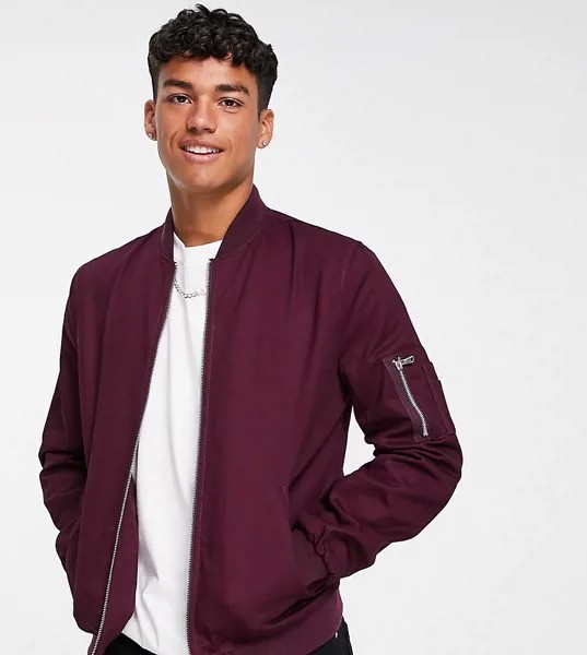 Бордовый бомбер с карманом в стиле MA1 от ASOS DESIGN-Красный