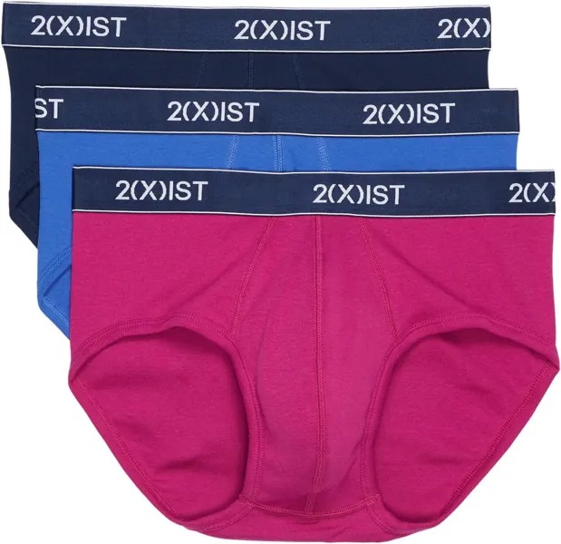 Трусы 2(X)IST 3-Pack ESSENTIAL Contour Pouch Brief, цвет Dazzling Blue/Varsity Navy/Festival Fuchsia