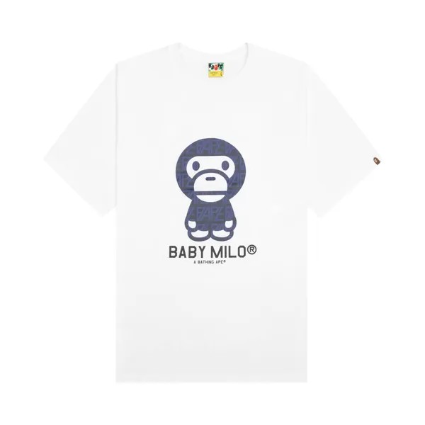 Футболка Baby Milo с логотипом BAPE, цвет Белый/Темно-синий