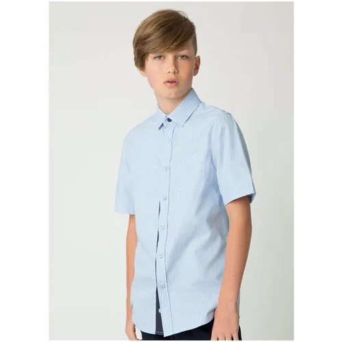 Рубашка трикотажная с длинным рукавом голубая Gulliver, для мальчиков, размер 122, мод. 223GSBC1411