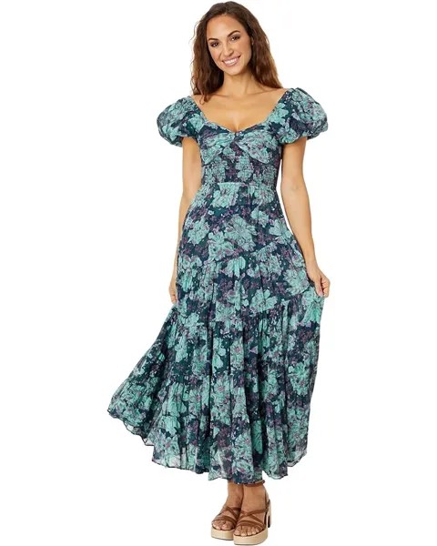 Платье Free People Short Sleeve Sundrenched, цвет Emerald Combo