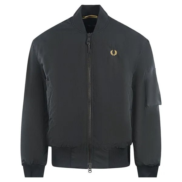 Утепленный черный бомбер Fred Perry, черный