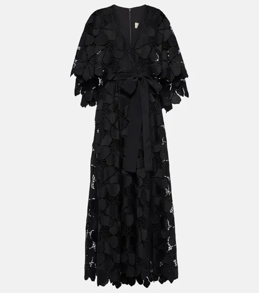 Платье миди с v-образным вырезом Elie Saab, черный