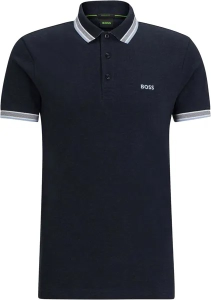 Мужская рубашка-поло контрастного цвета Paddy с короткими рукавами HUGO BOSS Темно-синий меланжевый, синий