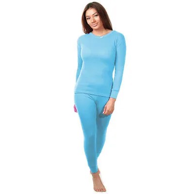 Женское хлопковое вафельное трикотажное термобелье Стрейч-рубашка и брюки, комплект Синий L