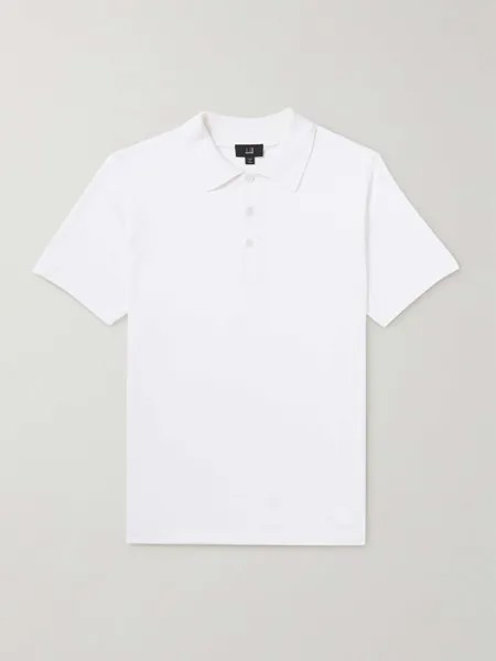 Рубашка поло из смеси хлопка и шелка DUNHILL, белый