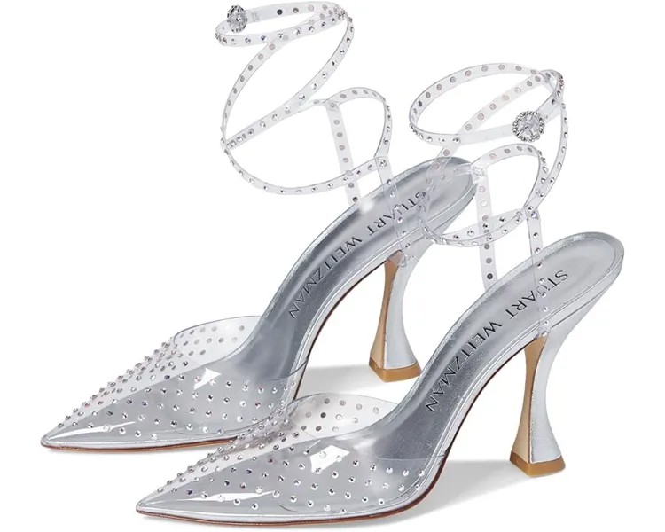 Туфли Stuart Weitzman Glam Xcurve 110 Wrap Pump, цвет Clear/Silver/Clear Aurora