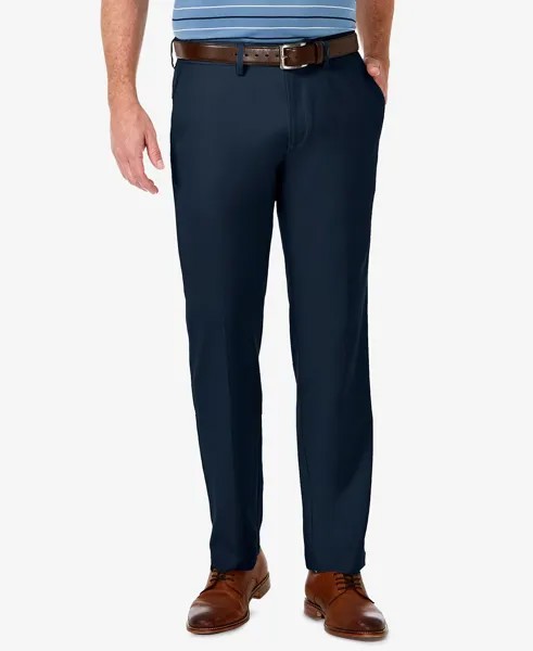 Мужские классические брюки cool 18 pro stretch straight fit flat front Haggar, синий