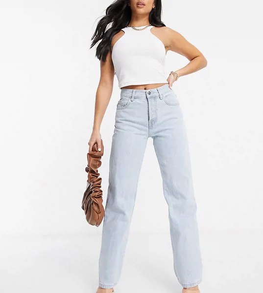 Светлые джинсы прямого кроя в стиле 90-х с классической талией ASOS DESIGN Petite-Синий