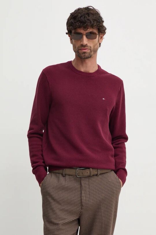 Хлопковый свитер Tommy Hilfiger, бордовый