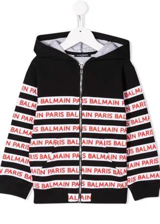 Balmain Kids куртка с капюшоном и логотипом