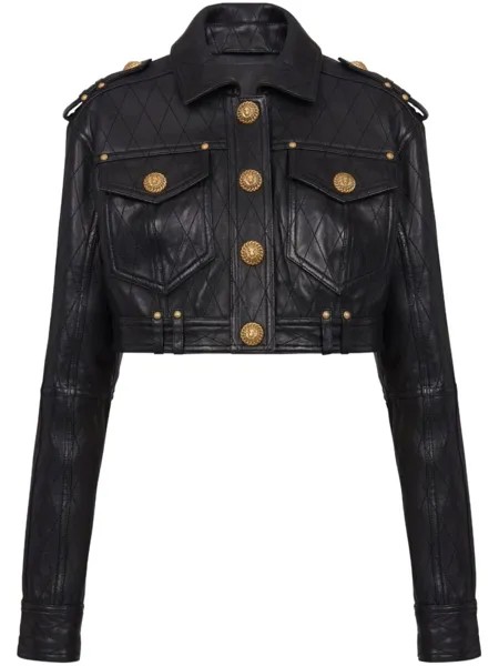 Стеганая укороченная куртка Balmain, черный