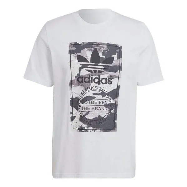 Футболка Adidas Alphabet Logo Camouflage Printing Round Neck Short Sleeve Japanese Version White T-Shirt, Белый