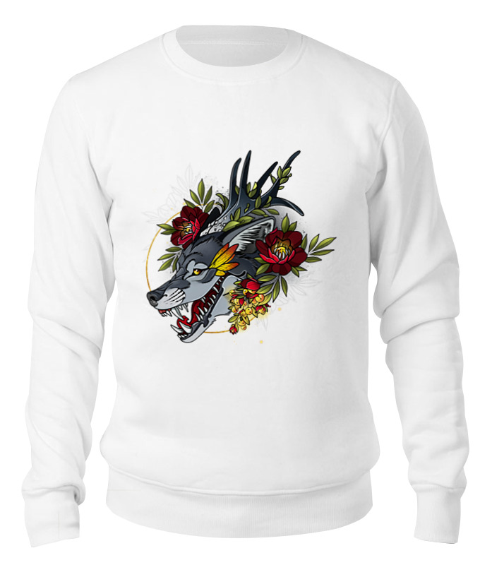 Свитшот унисекс Printio Smiling wolf белый 2XL