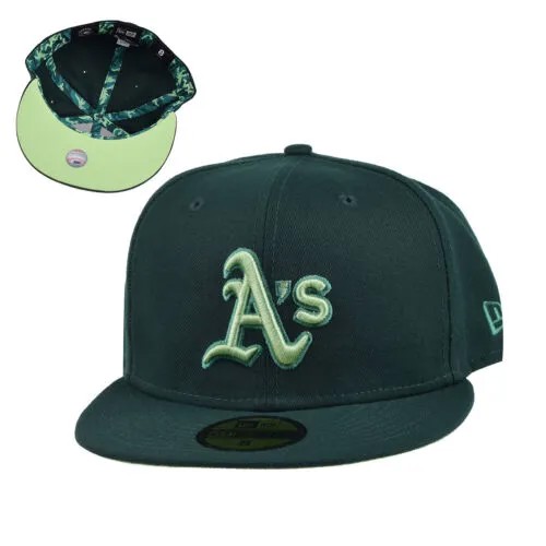 Мужская приталенная кепка New Era Oakland Athletics Monocamo 59Fifty зеленая