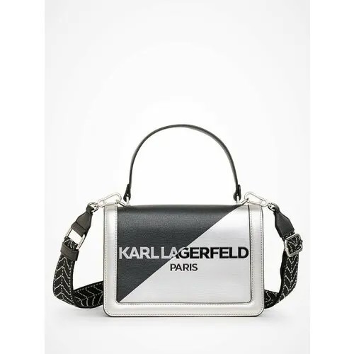 Сумка кросс-боди Karl Lagerfeld 106591, фактура зернистая, серебряный, черный