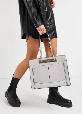 Серая сумка-тоут с тиснением в виде монограммы River Island-Серый