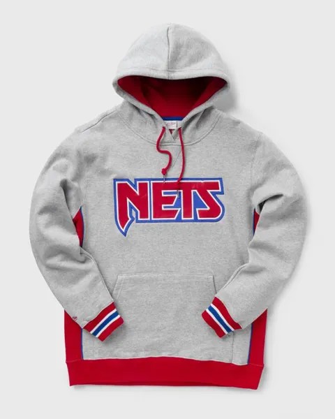 Худи Mitchell & Ness Nba Premium Fleece Hoodie New Jersey Nets, цвет grey heather / red