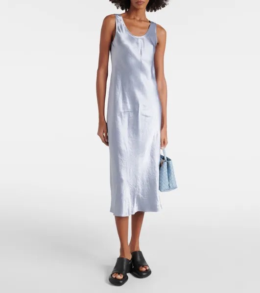 Атласное платье-комбинация Talete Max Mara, синий