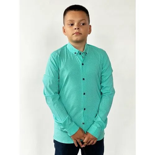 Школьная рубашка Бушон, размер 152-158, зеленый