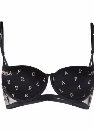 La Perla balconette logo-embroidered tulle bra