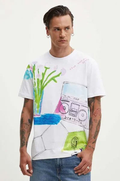 Хлопковая футболка ARLO Desigual, белый