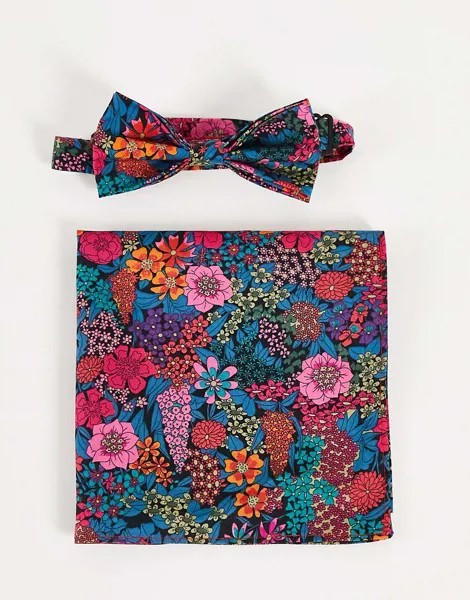 Галстук-бабочка и платок-паше с принтом либерти Gianni Feraud-Разноцветный