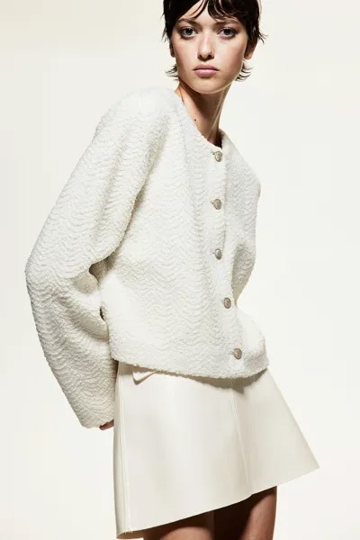 Кардиган из флиса Тедди. H&M, бежевый