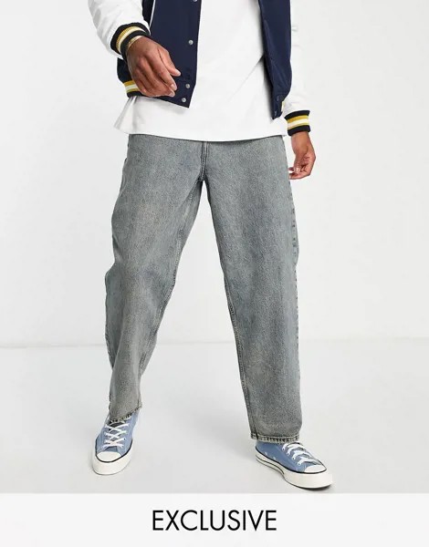 Выбеленные свободные джинсы с состаренным эффектом в винтажном стиле 90-х Reclaimed Vintage Inspired-Голубой