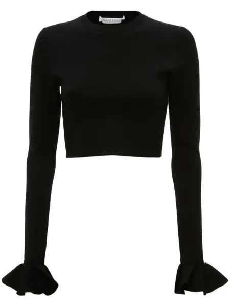 JW Anderson укороченный топ с оборками на манжетах, черный