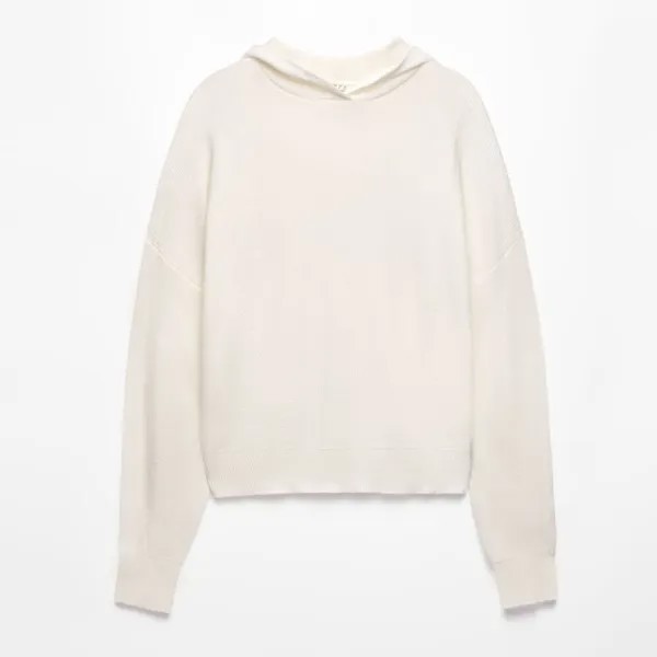 Худи Oysho Rib Knit Hoodie, белый