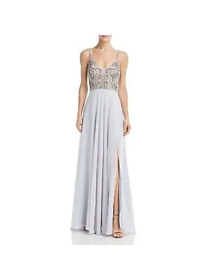 AQUA FORMAL Женское серебристое длинное вечернее платье на тонких бретельках с подкладкой и подкладкой 4