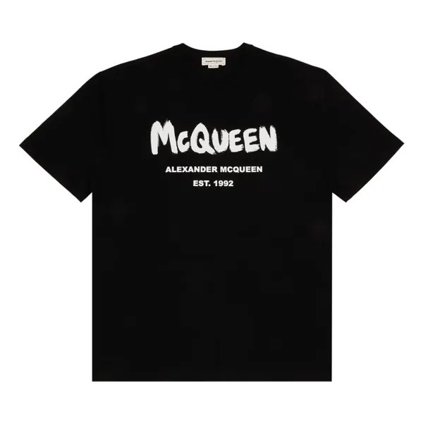 Футболка Alexander McQueen Graffiti 'Black/White', черный