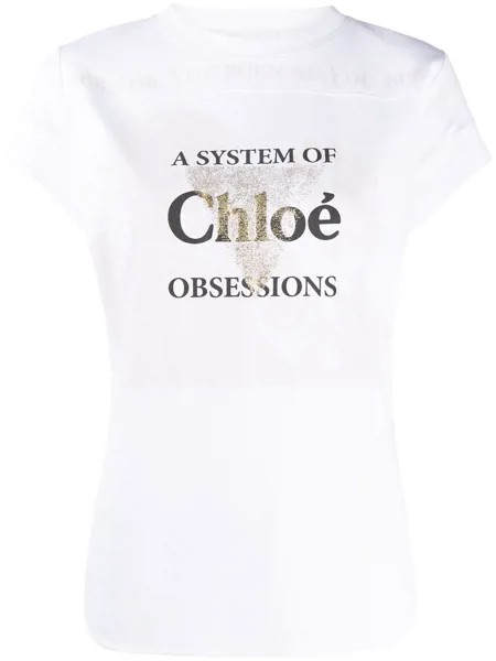 Chloé футболка с надписью и закругленным подолом
