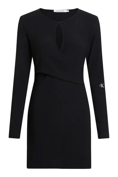 Приталенное платье с вырезом спереди Calvin Klein Jeans, черный