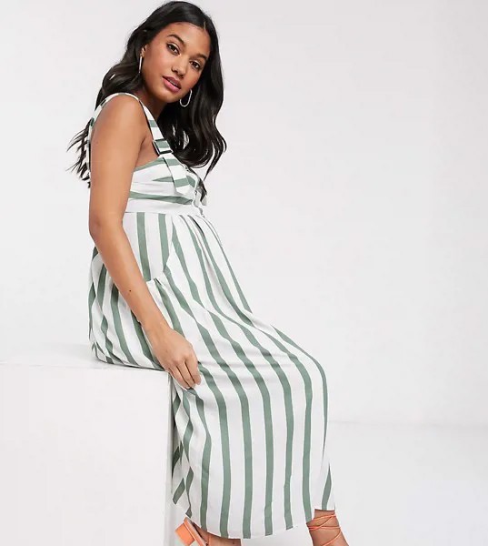 Сарафан миди в полоску с пуговицами ASOS DESIGN Maternity-Мульти