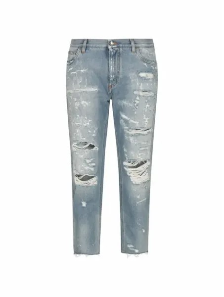 Укороченные джинсы с эффектом рванности Dolce&Gabbana