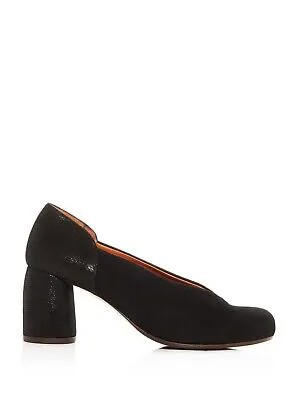 CHIE MIHARA Женские черные кожаные туфли-лодочки без шнуровки с круглым носком на блочном каблуке 8