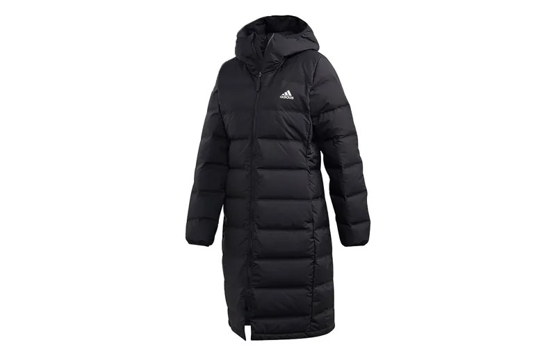 Пуховик с капюшоном и принтом логотипа Adidas Wmns Helionic, черный