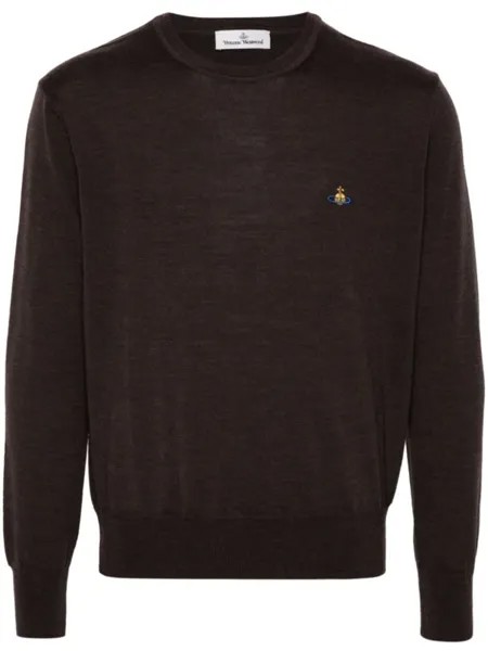 Vivienne Westwood свитер с вышивкой Orb, коричневый