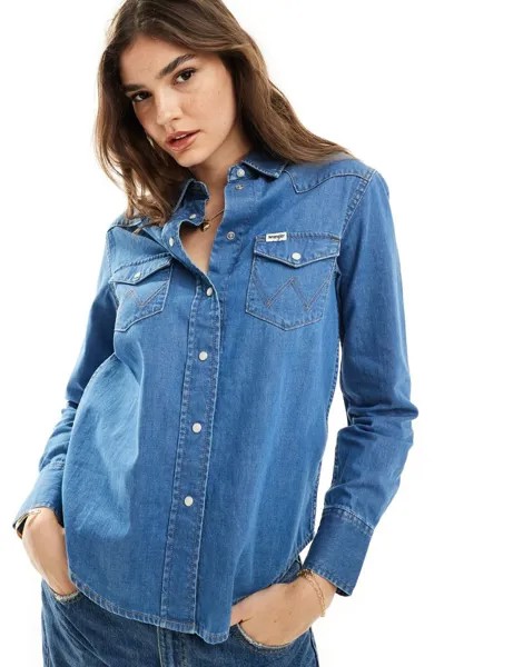 Джинсовая рубашка в стиле вестерн Wrangler Heritage после стирки