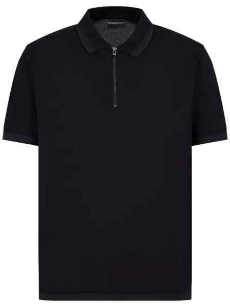 Emporio Armani рубашка поло с тисненым логотипом, черный