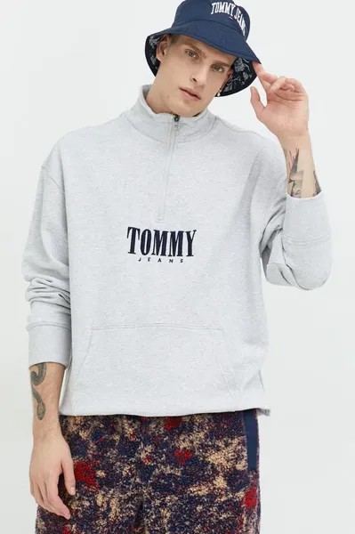 Хлопковая толстовка Tommy Jeans, серый