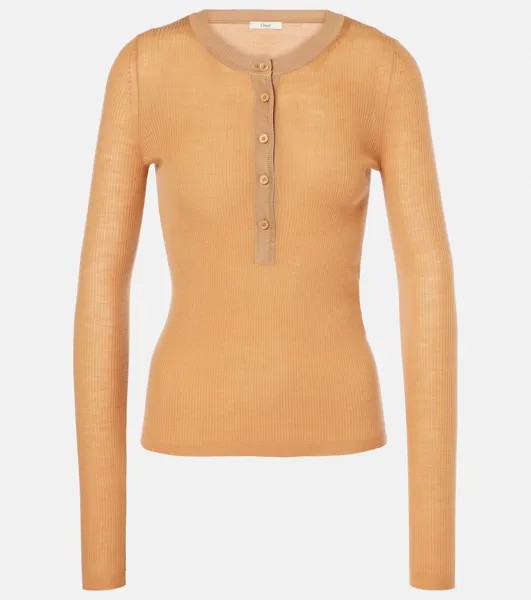 Рубашка Henley из шерсти в рубчик Chloé, оранжевый