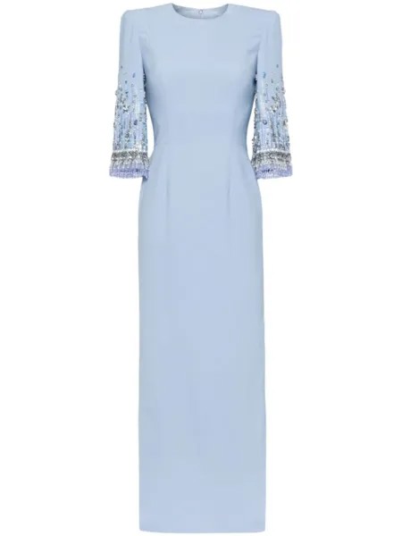 Декорированное платье макси Bergman Jenny Packham, синий