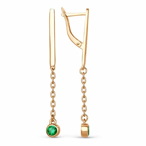 Серьги цепочки, с подвесками Bassco, серебро, 925 проба, золочение, фианит, размер/диаметр 5 мм, золотой