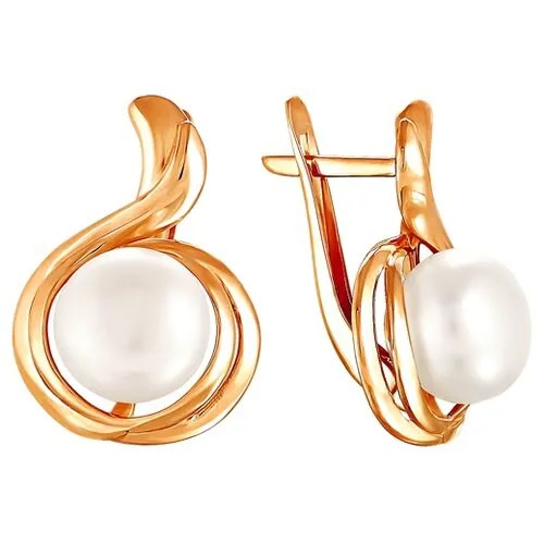 Серьги с 2 жемчугом из красного золота 290-1-464Р ПримаЭксклюзив
